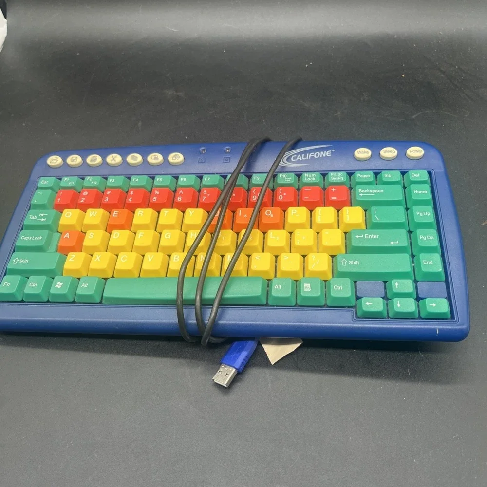 Califone KIDSKEY KB1 Computer Keyboard USB Color-Coded For Kids Educational
